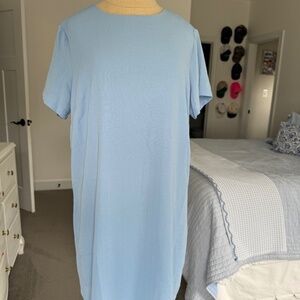 Lulu's Oxford Blue Shift Dress Zipper Down Back Cotton Blend Size M
